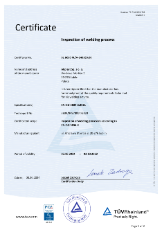  Certificate EN ISO 3834 Aliplast Sp. z o. o. EN